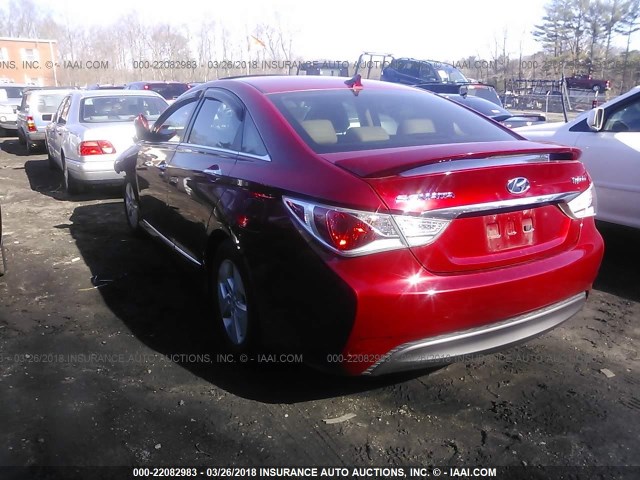 KMHEC4A42BA012522 - 2011 HYUNDAI SONATA HYBRID RED photo 3