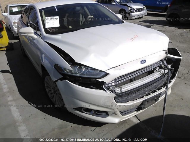 3FA6P0LU1ER203965 - 2014 FORD FUSION SE HYBRID WHITE photo 1