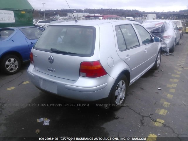 9BWGS61J114066284 - 2001 VOLKSWAGEN GOLF GLS SILVER photo 4