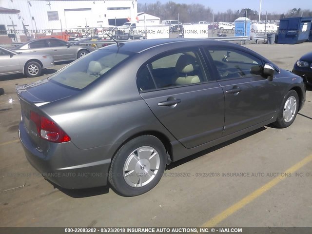 JHMFA36236S017002 - 2006 HONDA CIVIC HYBRID GRAY photo 4