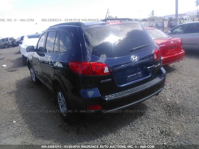 5NMSG13DX9H268706 - 2009 HYUNDAI SANTA FE GLS BLUE photo 3