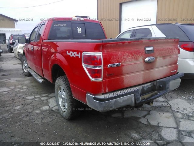 1FTFX1EF3DFA66523 - 2013 FORD F150 SUPER CAB RED photo 3