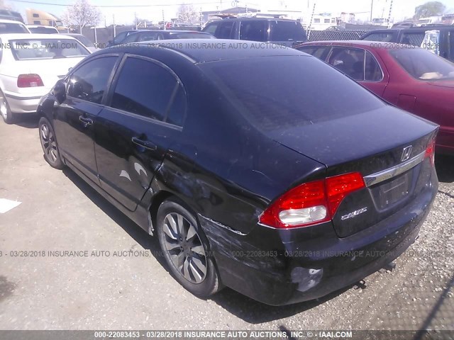 2HGFA16949H343004 - 2009 HONDA CIVIC EXL BLACK photo 3