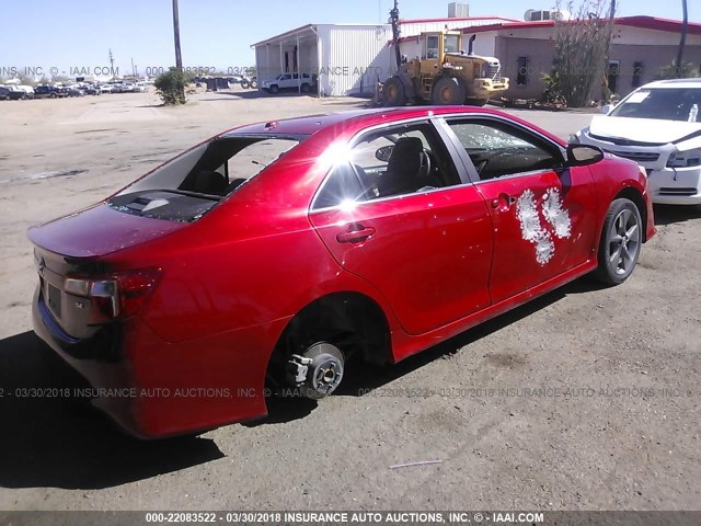 4T1BF1FK5CU622947 - 2012 TOYOTA CAMRY SE/LE/XLE RED photo 4