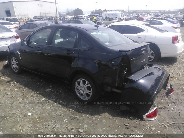 1FAHP35N28W172520 - 2008 FORD FOCUS SE/SEL/SES BLACK photo 3