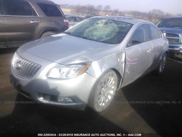 2G4GX5GV6B9187970 - 2011 BUICK REGAL CXL SILVER photo 2