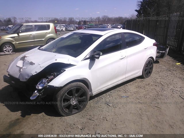 5NPDH4AEXDH431143 - 2013 HYUNDAI ELANTRA GLS/LIMITED WHITE photo 2