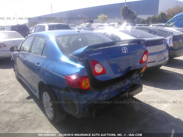 1NXBU40E59Z116165 - 2009 TOYOTA COROLLA S/LE/XLE BLUE photo 3