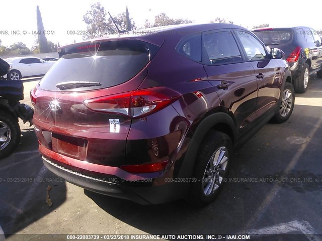 KM8J23A44HU463356 - 2017 HYUNDAI TUCSON SE BURGUNDY photo 4