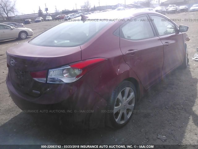 KMHDH4AE1DU711597 - 2013 HYUNDAI ELANTRA GLS/LIMITED RED photo 4