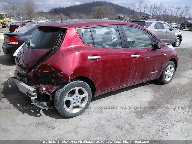 JN1AZ0CP7CT018357 - 2012 NISSAN LEAF SV/SL MAROON photo 4