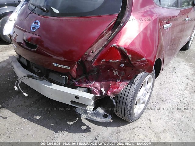 JN1AZ0CP7CT018357 - 2012 NISSAN LEAF SV/SL MAROON photo 6