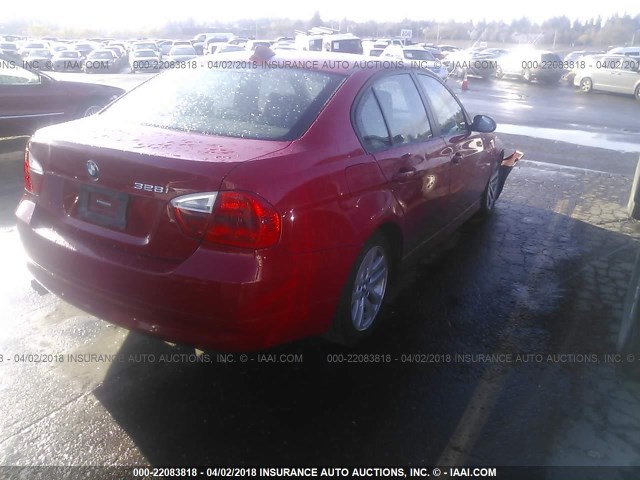 WBAVC53567FZ72093 - 2007 BMW 328 I SULEV RED photo 4