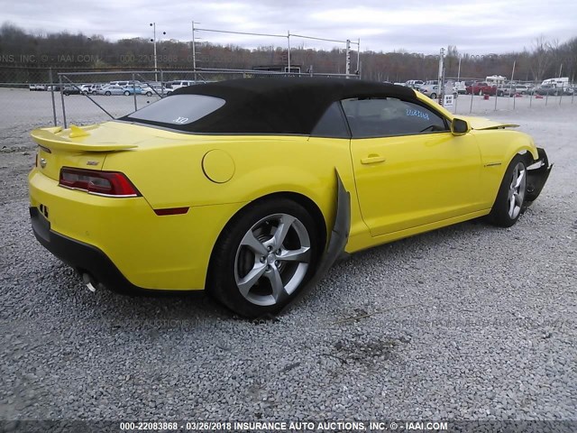 2G1FK3DJ6E9179465 - 2014 CHEVROLET CAMARO 2SS YELLOW photo 4