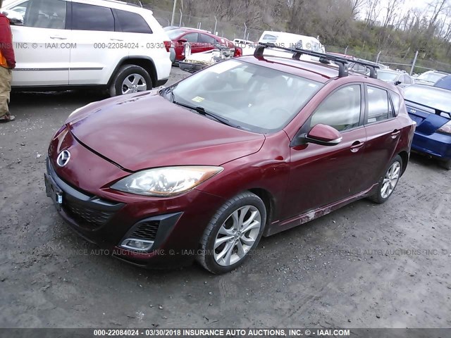 JM1BL1H50A1188889 - 2010 MAZDA 3 S MAROON photo 2