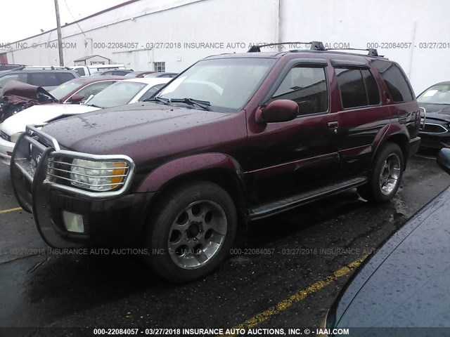 JNRDR09Y71W222470 - 2001 INFINITI QX4 BURGUNDY photo 2