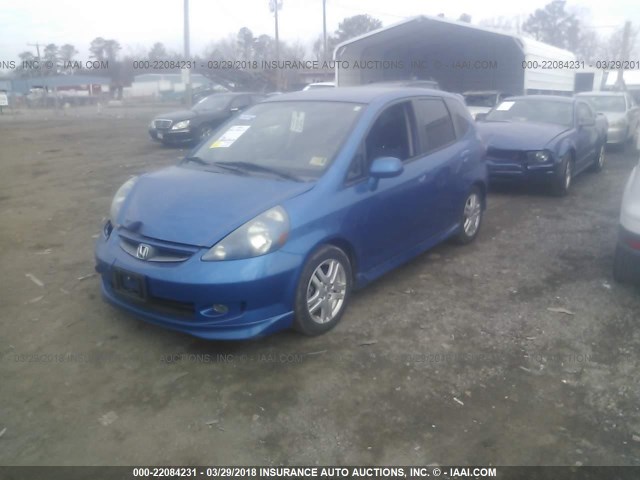 JHMGD38687S049280 - 2007 HONDA FIT S BLUE photo 2