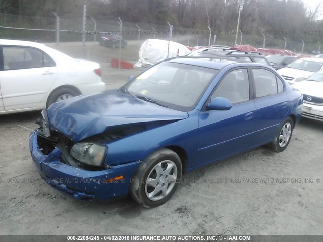 KMHDN46D45U973009 - 2005 HYUNDAI ELANTRA GLS/GT BLUE photo 2