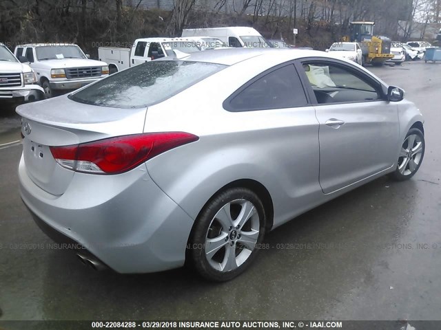 KMHDH6AE3DU001760 - 2013 HYUNDAI ELANTRA COUPE GS/SE SILVER photo 4