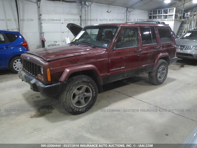 1J4FF68S0XL655599 - 1999 JEEP CHEROKEE SPORT/CLASSIC RED photo 2