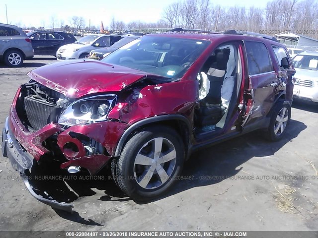 1GKKVRED2BJ290981 - 2011 GMC ACADIA SLT-1 RED photo 2