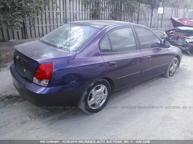 KMHDN46D45U054319 - 2005 HYUNDAI ELANTRA GLS/GT PURPLE photo 4