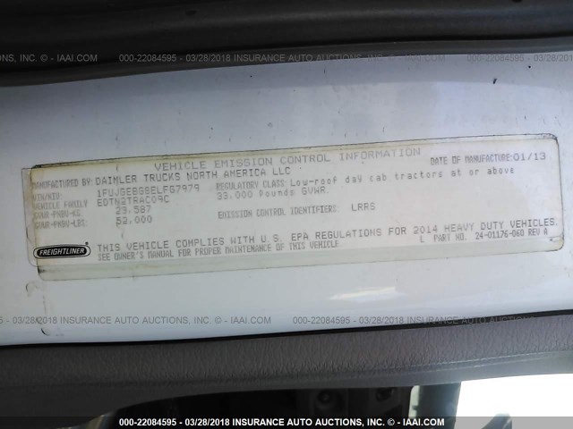 1FUJGEBG8ELFG7979 - 2014 FREIGHTLINER CASCADIA 125  Unknown photo 10