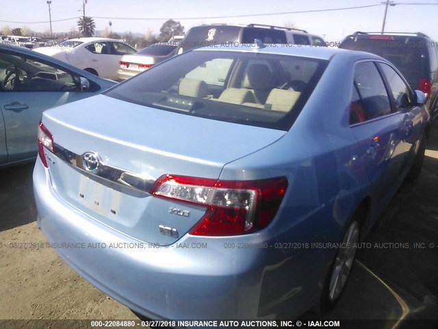 4T1BD1FK6DU064663 - 2013 TOYOTA CAMRY HYBRID/LE/XLE Light Blue photo 4