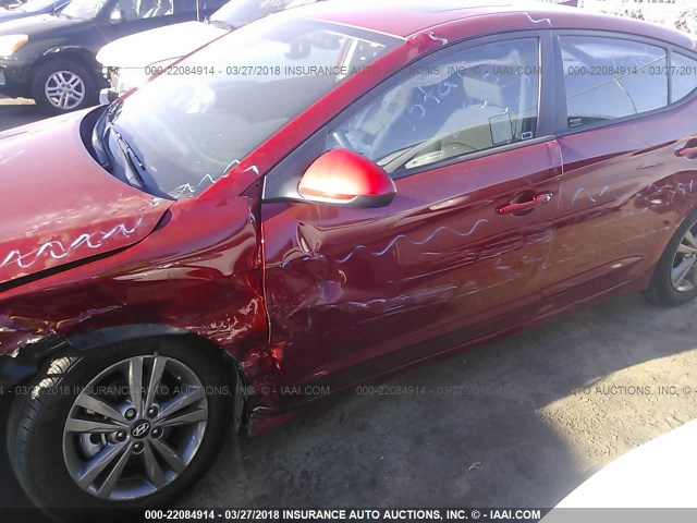 KMHD84LFXHU425601 - 2017 HYUNDAI ELANTRA SE/VALUE/LIMITED RED photo 6