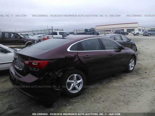 1G1ZB5ST5GF256026 - 2016 CHEVROLET MALIBU LS ბურგუნდია ფოტო 4