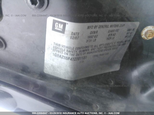 1G8AZ55F47Z201131 - 2007 SATURN ION LEVEL 2 Qara foto 9
