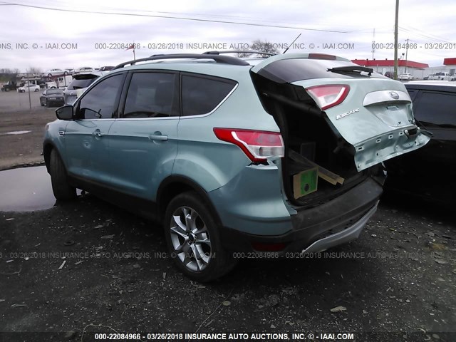 1FMCU9H92DUD50815 - 2013 FORD ESCAPE SEL TEAL photo 3