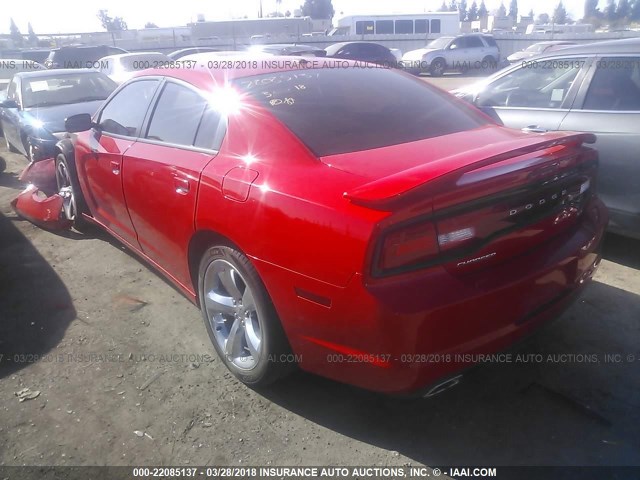 2C3CDXHG3EH161042 - 2014 DODGE CHARGER SXT RED photo 3