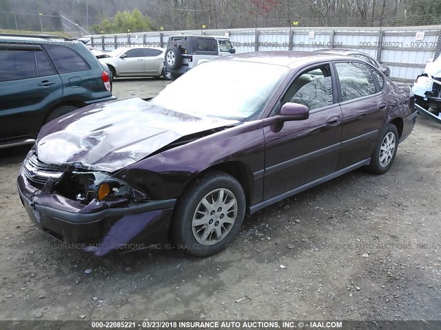 2G1WF52E549376423 - 2004 CHEVROLET IMPALA MAROON photo 2