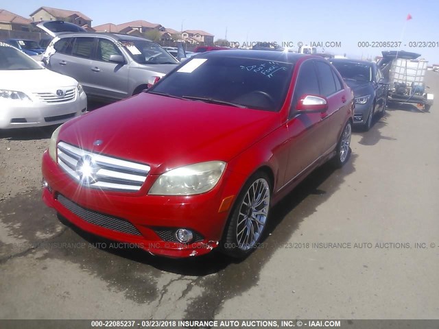 WDDGF56X38F063901 - 2008 MERCEDES-BENZ C 350 RED photo 2