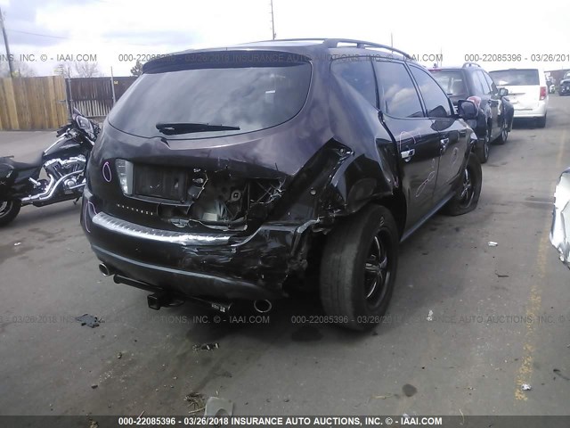 JN8AZ08W17W658540 - 2007 NISSAN MURANO SL/SE/S PURPLE photo 4