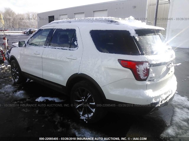 1FM5K8D8XHGB53028 - 2017 FORD EXPLORER XLT WHITE photo 3