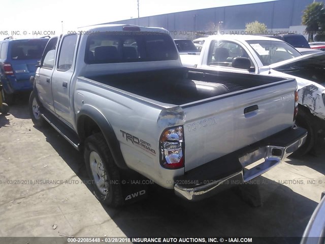 5TEHN72N83Z209173 - 2003 TOYOTA TACOMA DOUBLE CAB ვერცხლისფერი ფოტო 3