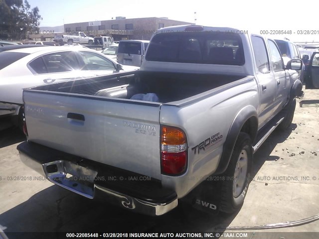 5TEHN72N83Z209173 - 2003 TOYOTA TACOMA DOUBLE CAB ვერცხლისფერი ფოტო 4