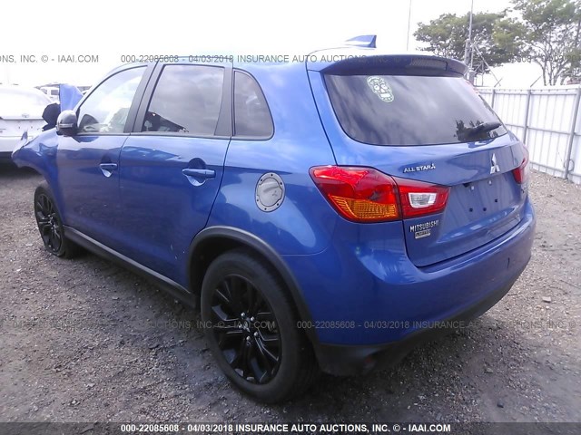 JA4AP3AU2HZ069146 - 2017 MITSUBISHI OUTLANDER SPORT ES/SE BLUE photo 3