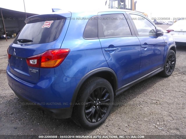 JA4AP3AU2HZ069146 - 2017 MITSUBISHI OUTLANDER SPORT ES/SE BLUE photo 4