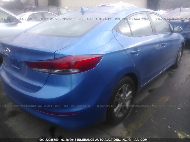 5NPD84LF5JH263820 - 2018 HYUNDAI ELANTRA SEL/VALUE/LIMITED BLUE photo 4