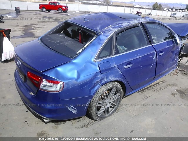 WAUDGBFL4FA009262 - 2015 AUDI S4 PREMIUM PLUS BLUE photo 4