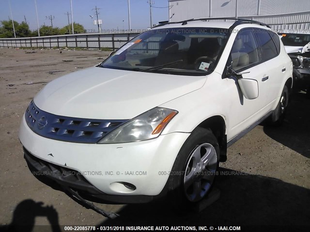 JN8AZ08T65W313653 - 2005 NISSAN MURANO SL/SE/S WHITE photo 2