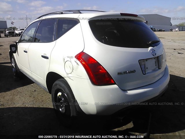 JN8AZ08T65W313653 - 2005 NISSAN MURANO SL/SE/S WHITE photo 3