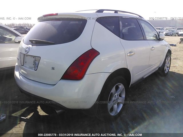 JN8AZ08T65W313653 - 2005 NISSAN MURANO SL/SE/S WHITE photo 4