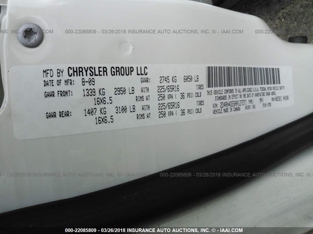 2D4RN4DE6AR127271 - 2010 DODGE GRAND CARAVAN SE WHITE photo 9