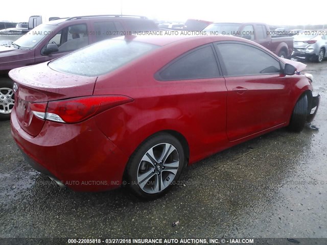 KMHDH6AE5DU006619 - 2013 HYUNDAI ELANTRA COUPE GS/SE RED photo 4