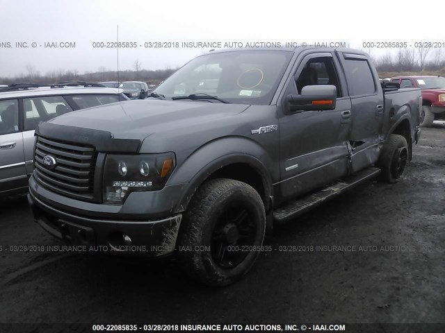 1FTFW1ET3CKD91803 - 2012 FORD F150 SUPERCREW GRAY photo 2
