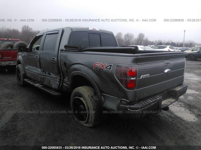 1FTFW1ET3CKD91803 - 2012 FORD F150 SUPERCREW GRAY photo 3